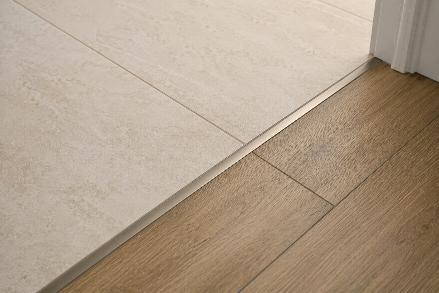 Clean transition between tile and adjacent flooring